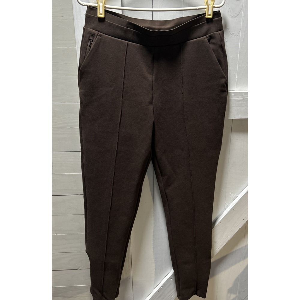Athleta Venice Heathered Pintuck Pant Women's Size MT Brown Pull-on